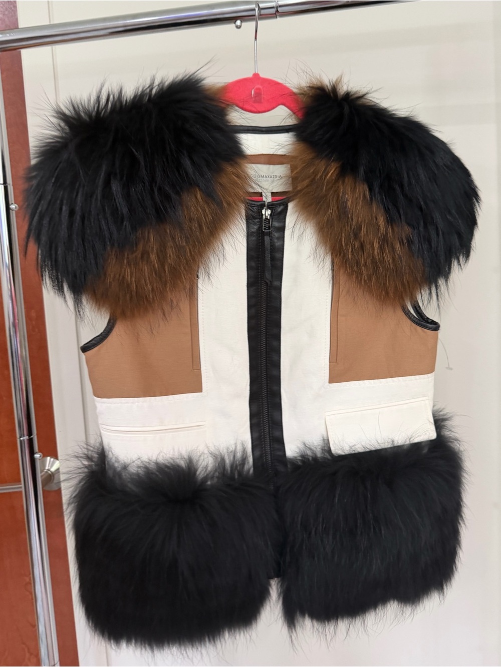BCBG MaxAzria Runway Iselin NWT fur vest size medium